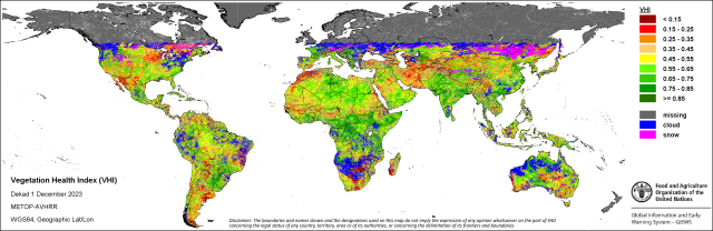 2023. decemberi nemzetközi agrometeorológiai helyzetkép